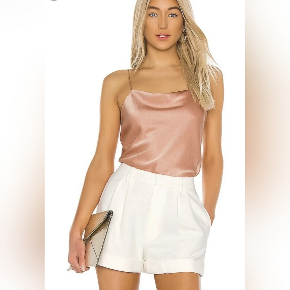 Alice + Olivia Harmon Drapey Slip Tank in Rose